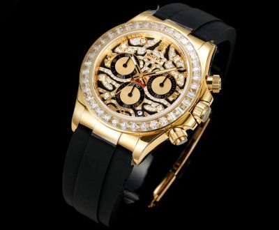 N+ Factory Rolex Daytona 155g 40mm*12.2mm 7750/4310/4131 Movement Black and Gold Dial With Diamond Watch